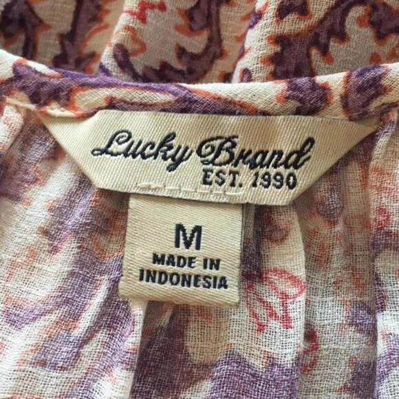 Lucky Brand boho hippie top size M. EUC. Paisley - Picture 4 of 8